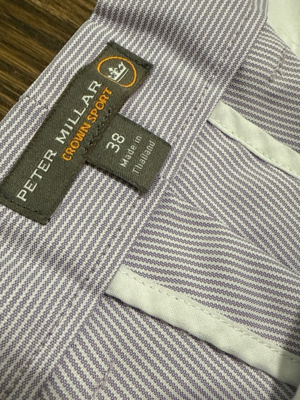 Men’s Peter Millar Crown Sport Purple Micro Stripe Performance Golf Shorts 36 9” - Picture 3 of 6